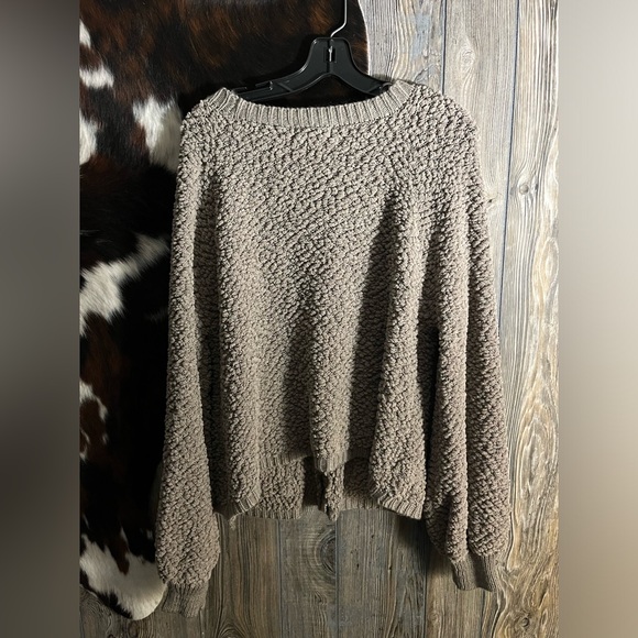 Zenana slouchy size small puffy cardigan size small brown/gray - Picture 5 of 5